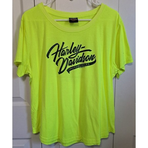 Harley-Davidson Women's XL Neon Yellow T-Shirt Rockstar Fort Myers, Florida - Picture 2 of 7